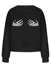 Halloween Skeleton Paw Print Oversized Sweatshirt